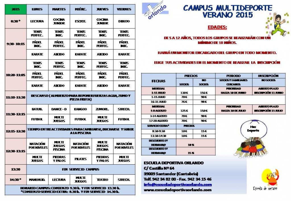 Campus Verano 2015 en la Escuela Deportiva Orlando de Santander