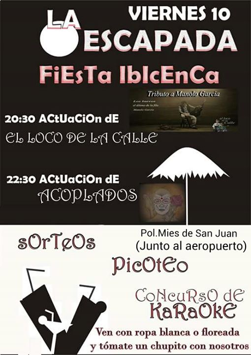 Fiesta ibicenca y concierto en La Escapada Junto al Aeropuerto de Santander