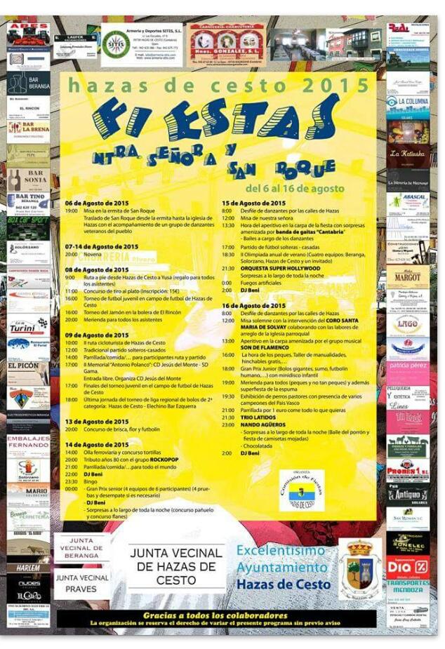 Fiestas de nuestra señora de San Roque 2015 en Hazas de Cesto