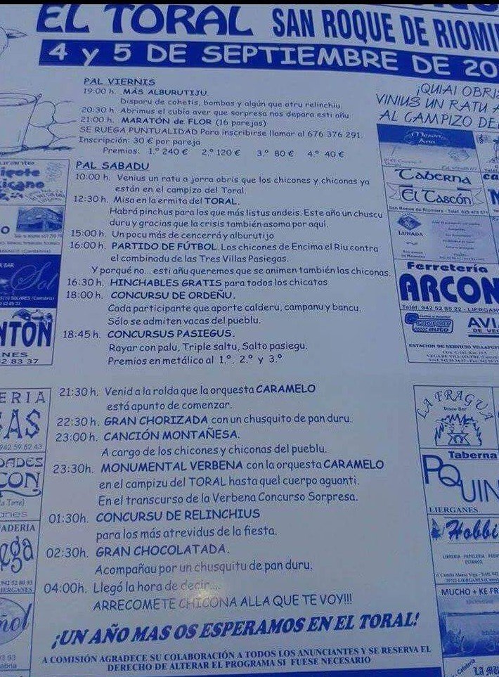 Fiestas del Toral en San Roque de Riomiera