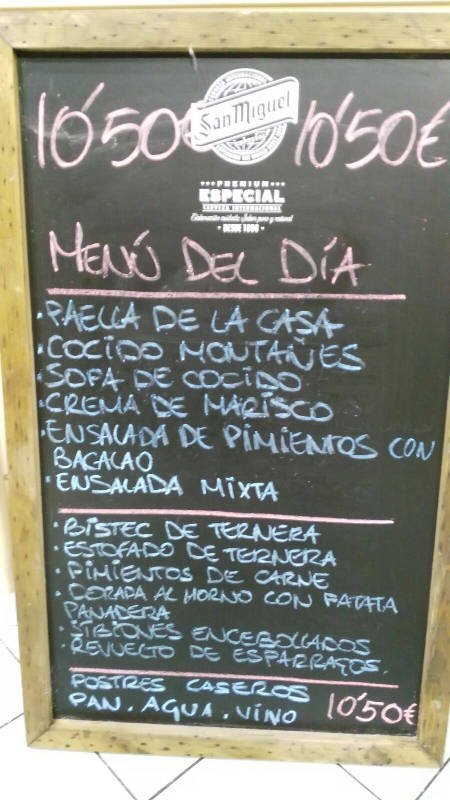 Menu estándar restaurante Luengo Laredo