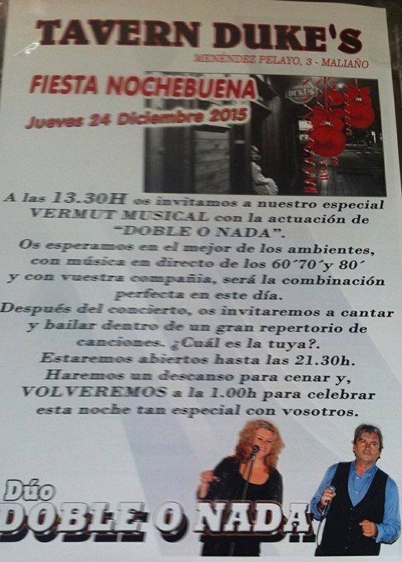Fiesta de Nochebuena en el Duke´s de Maliaño