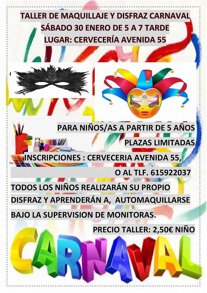 Taller de maquillaje y disfraz de carnaval en Avenida 55 de Renedo
