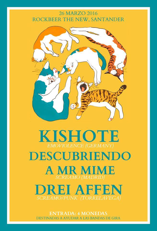 Concierto de Kishote,Drei Affen y Descubriendo a Mr Mime en Santander