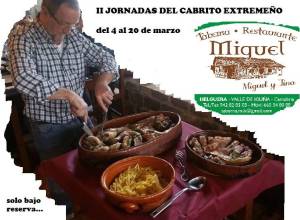 Jornadas del cabrito extremeño en la taberna Miguel en Helguera