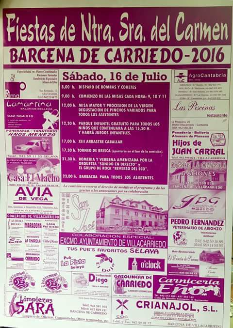 Fiestas del carmen en Barcena de Carriedo 2016