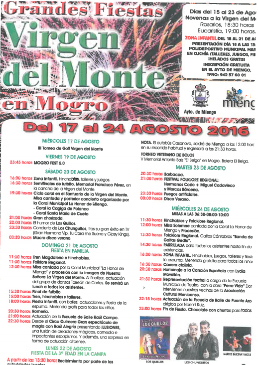 Fiestas Virgen del Monte en Mogro 2016