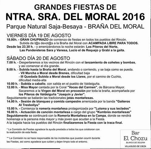 Fiestas de Ntra Sra del Moral en La Braña del Moral 2016