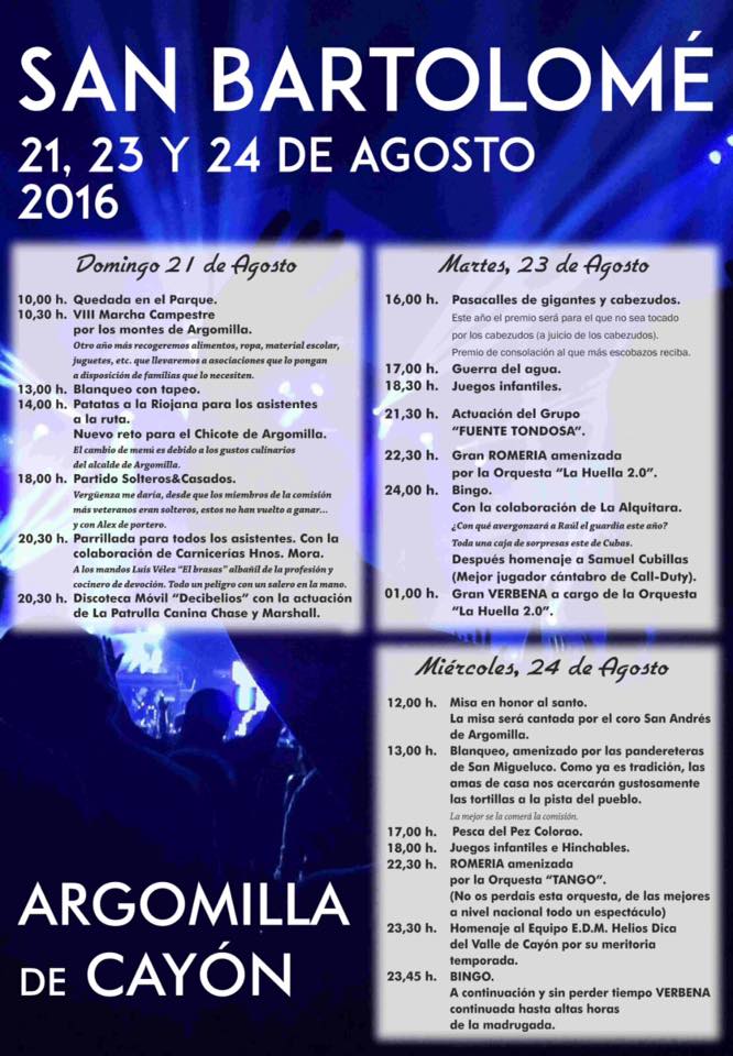 Fiestas de San Bartolome en Argomilla de Cayon 2016