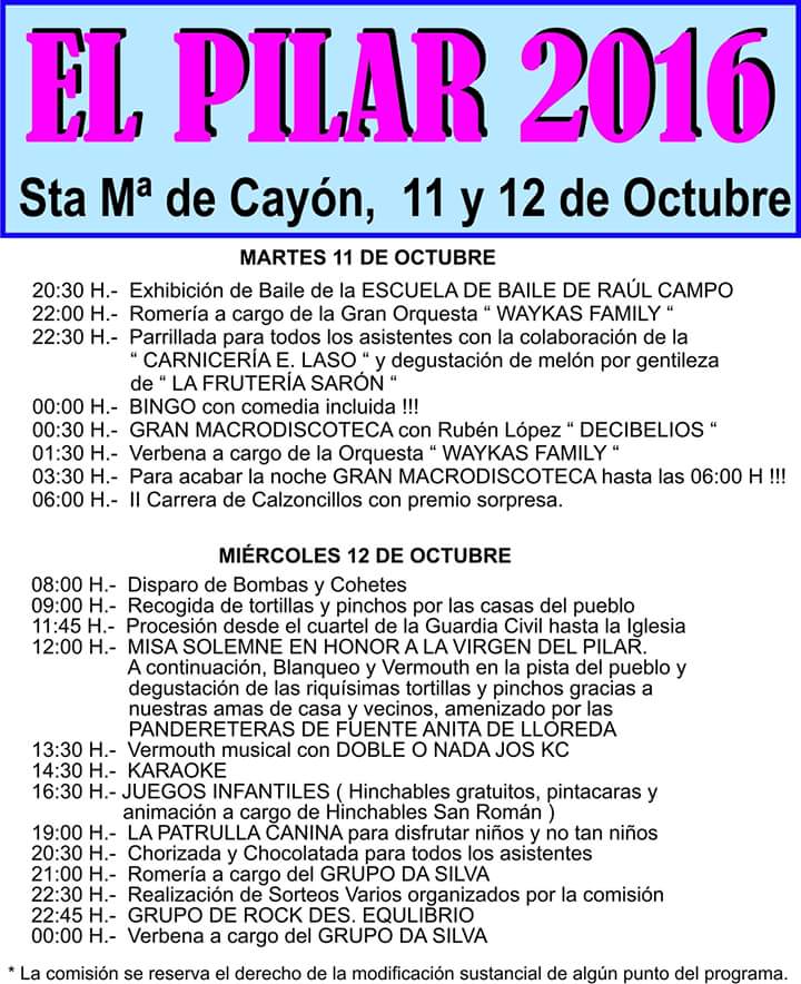 Fiestas de El Pilar en Sta María de Cayón 2016