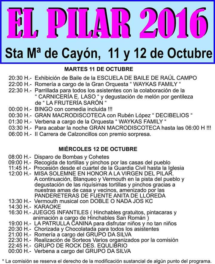 Fiestas del Pilar en Santa María de Cayón 2016