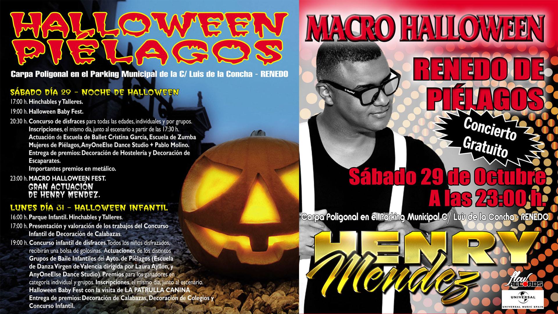 Halloween y concierto gratuito de Henry Méndez en Renedo