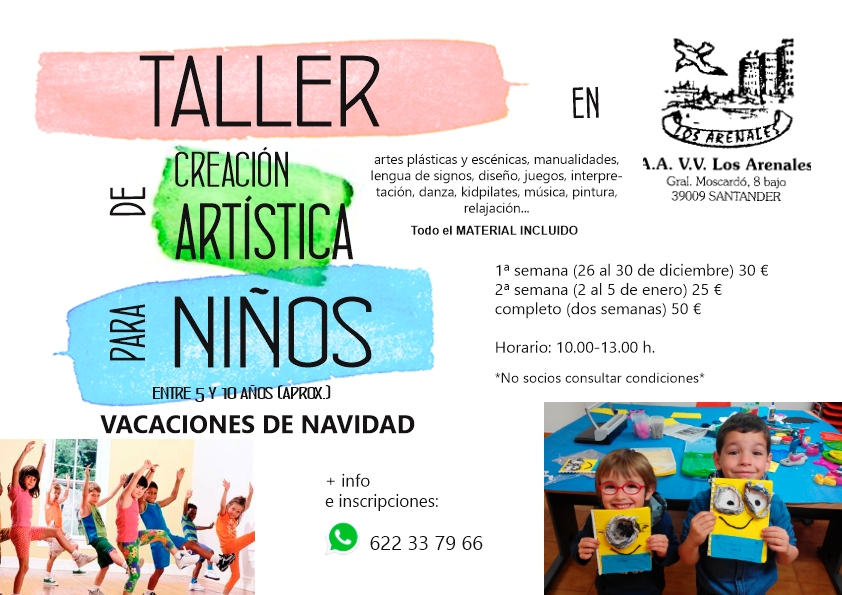 Taller de creacion artística infantil en AAVV Los Arenales de Santander