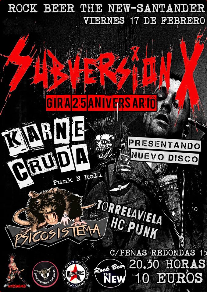 Concierto de Subversión X, Karne Cruda y Psicosistema en el Rock Beer The New de Santander