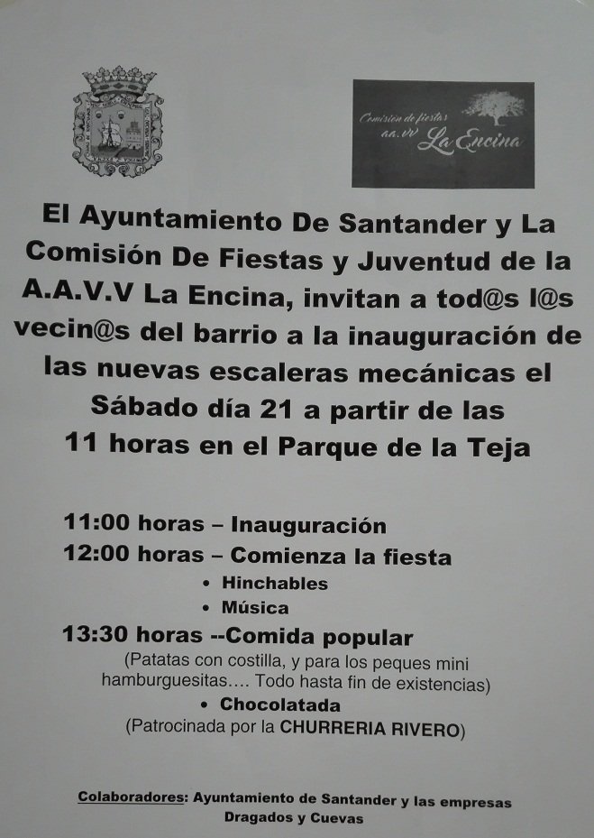 Inauguración de escaleras mecánicas y fiesta infantil en La Teja de Santander