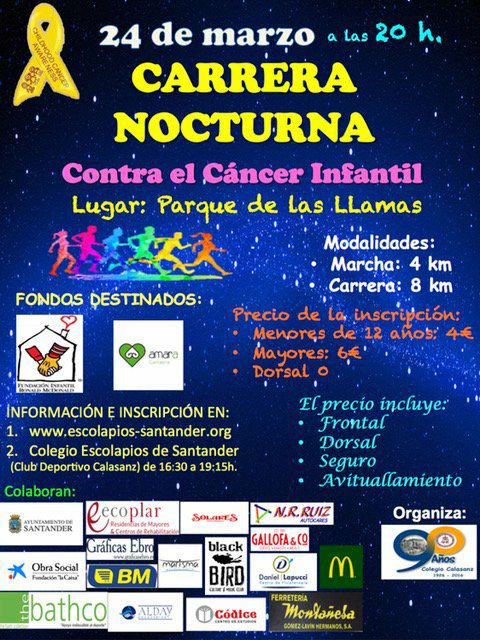 Carrera nocturna contra el cáncer infantil en Santander