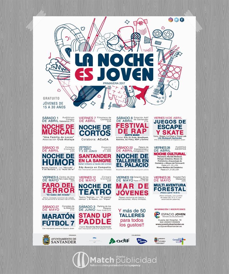 Programación de abril de La Noche es Joven en Santander