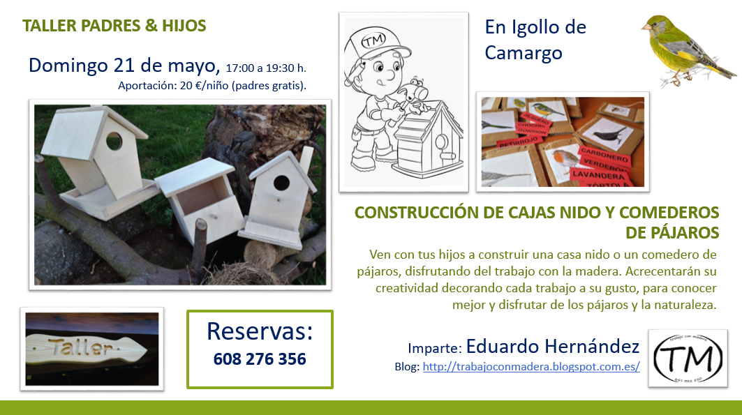 Taller padres e hijos. Construcción cajas nido en Igollo de Camargo