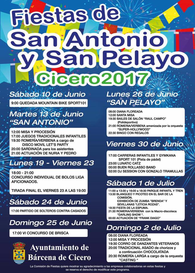 Fiestas de San Antonio y San Pelayo en Cicero 2017