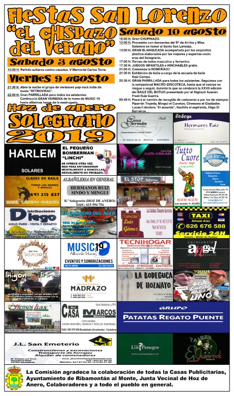 Fiestas de San Lorenzo 2019 en Hoz de Anero