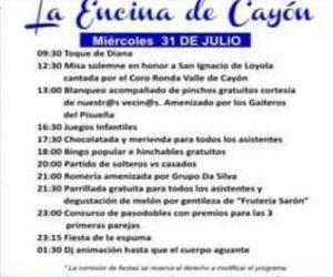 Programa de Fiestas de San Ignacio 2019 en La Encina de Cayón.