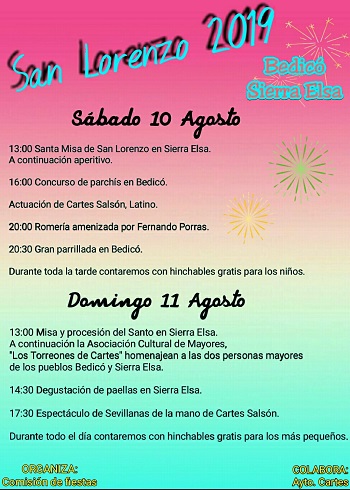 Fiestas de San Lorenzo en Sierra Elsa,Cartes 2019