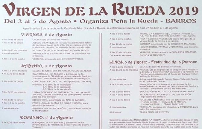 Fiestas de la Virgen de la Rueda 2019 en Barros