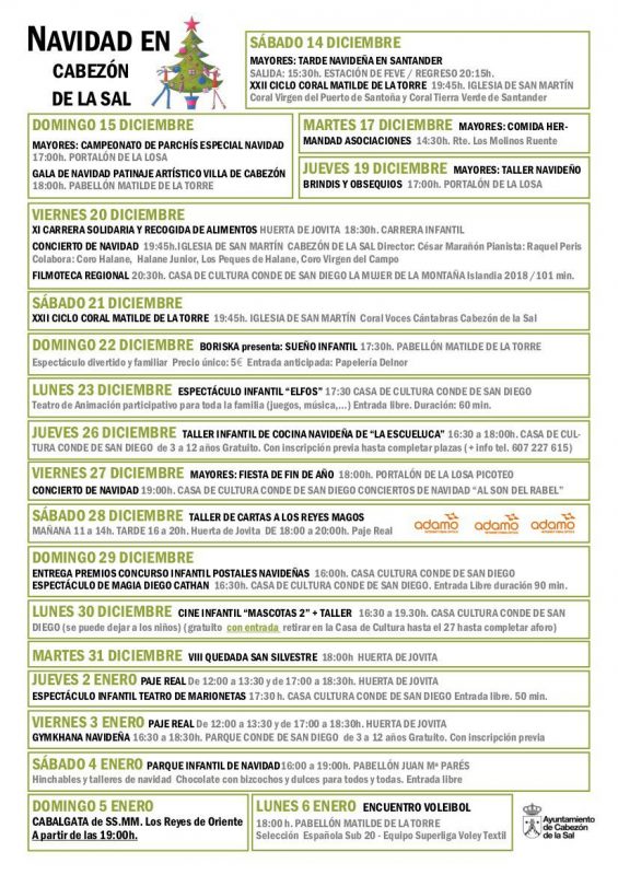 Actividades de Navidad 2019 en Cabezón de la Sal