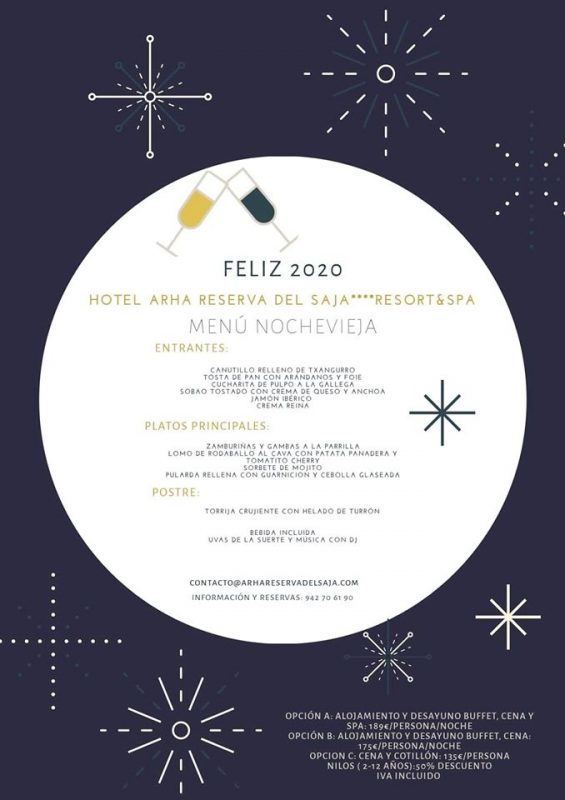 Cena y cotillón de nochevieja en Arha Santander