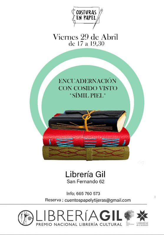 Taller de encuadernación de libro con cosido visto