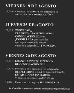 Grandes Fiestas de Nuestra Señora de la Consolación 2022 – Pie de Concha