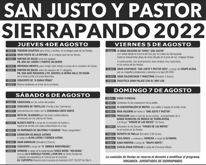 Fiestas de San Justo y Pastor 2022 - Sierrapando