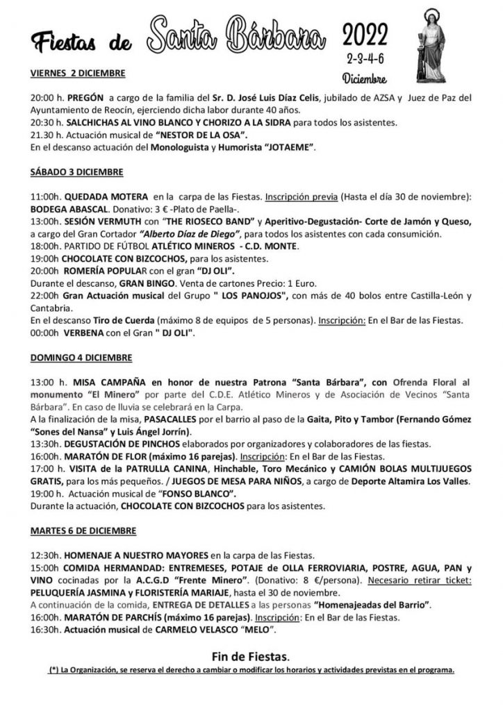 Fiestas de Santa Bárbara 2022 – Puente San Miguel