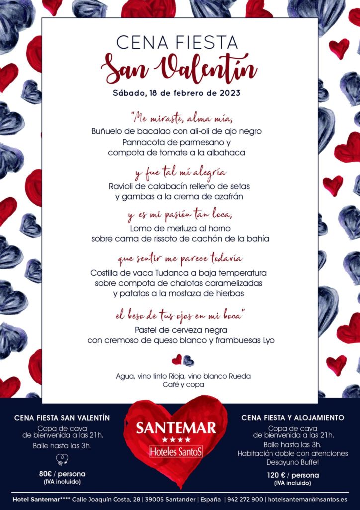 Cena San Valentín Santander 2023 – Hotel Santemar