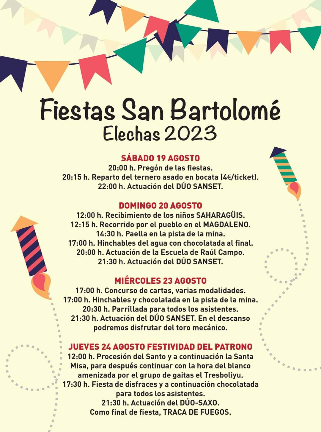 Fiestas San Bartolomé Elechas 2023