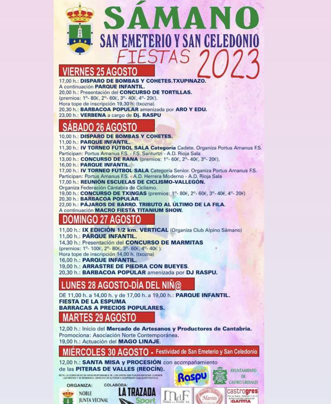 Fiestas de San Emeterio y San Celedonio Sámano 2023