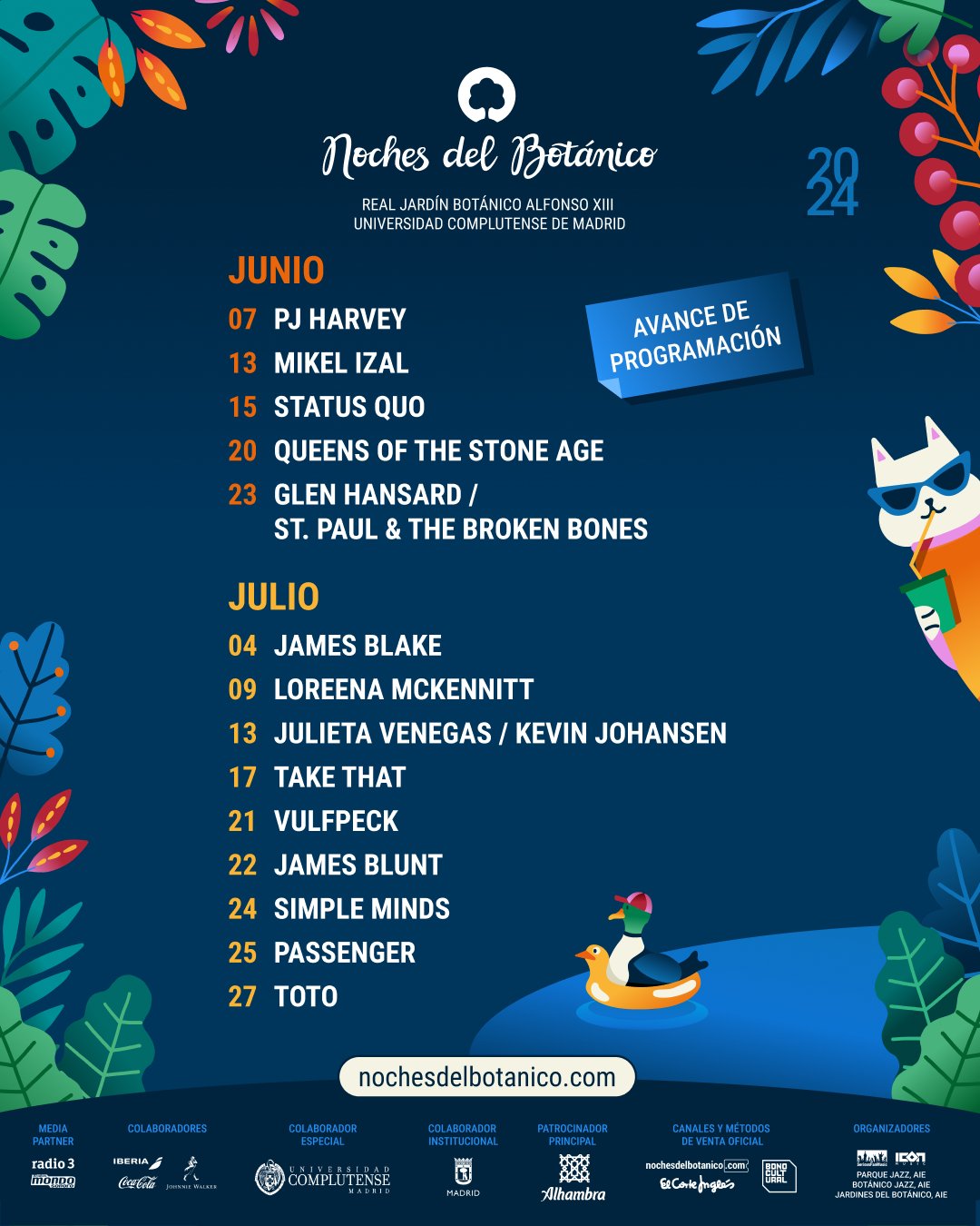 Noches del botánico 2024 – Entradas – Cartel – Horarios