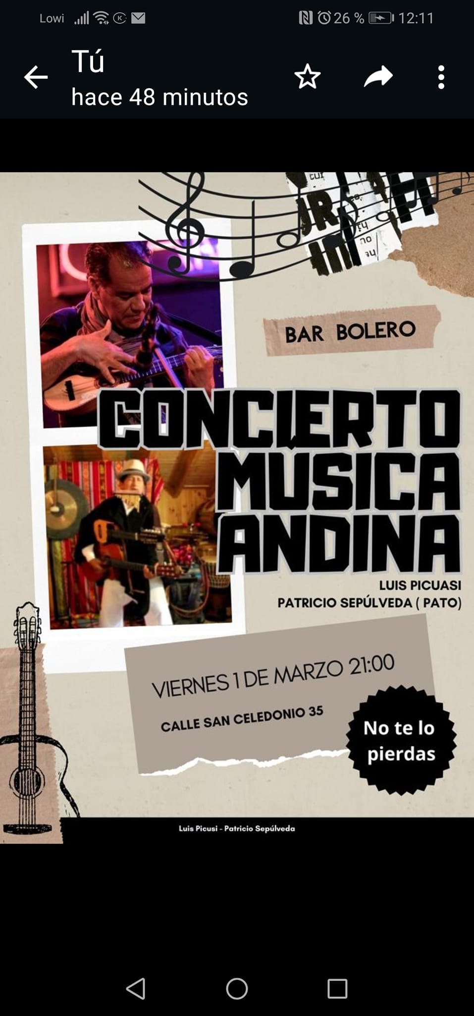 Concierto de Música Andina – 1 Marzo