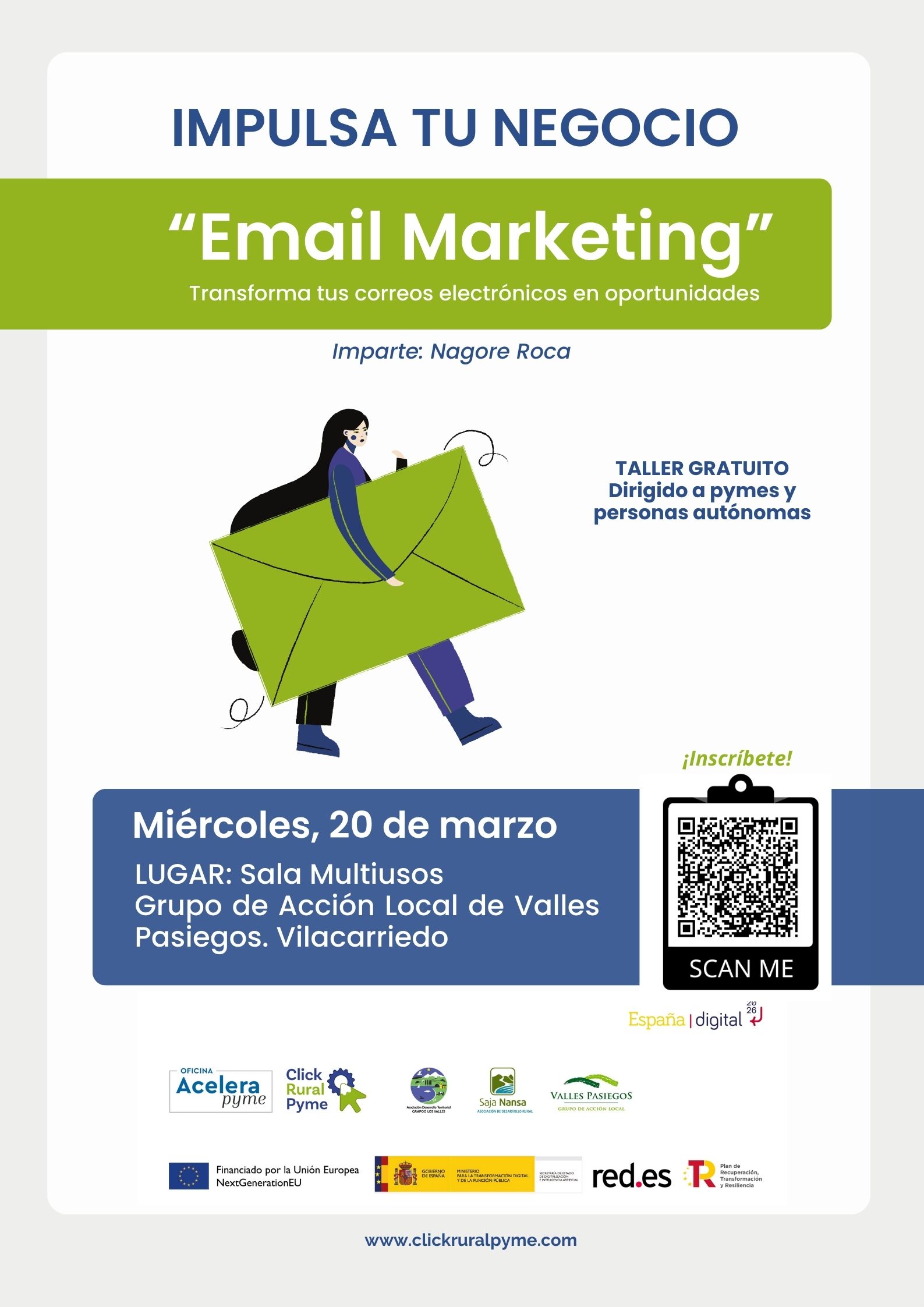 Taller gratuito de Email Marketing, el miércoles 20 de marzo, a las 13.00 horas en Villacarriedo