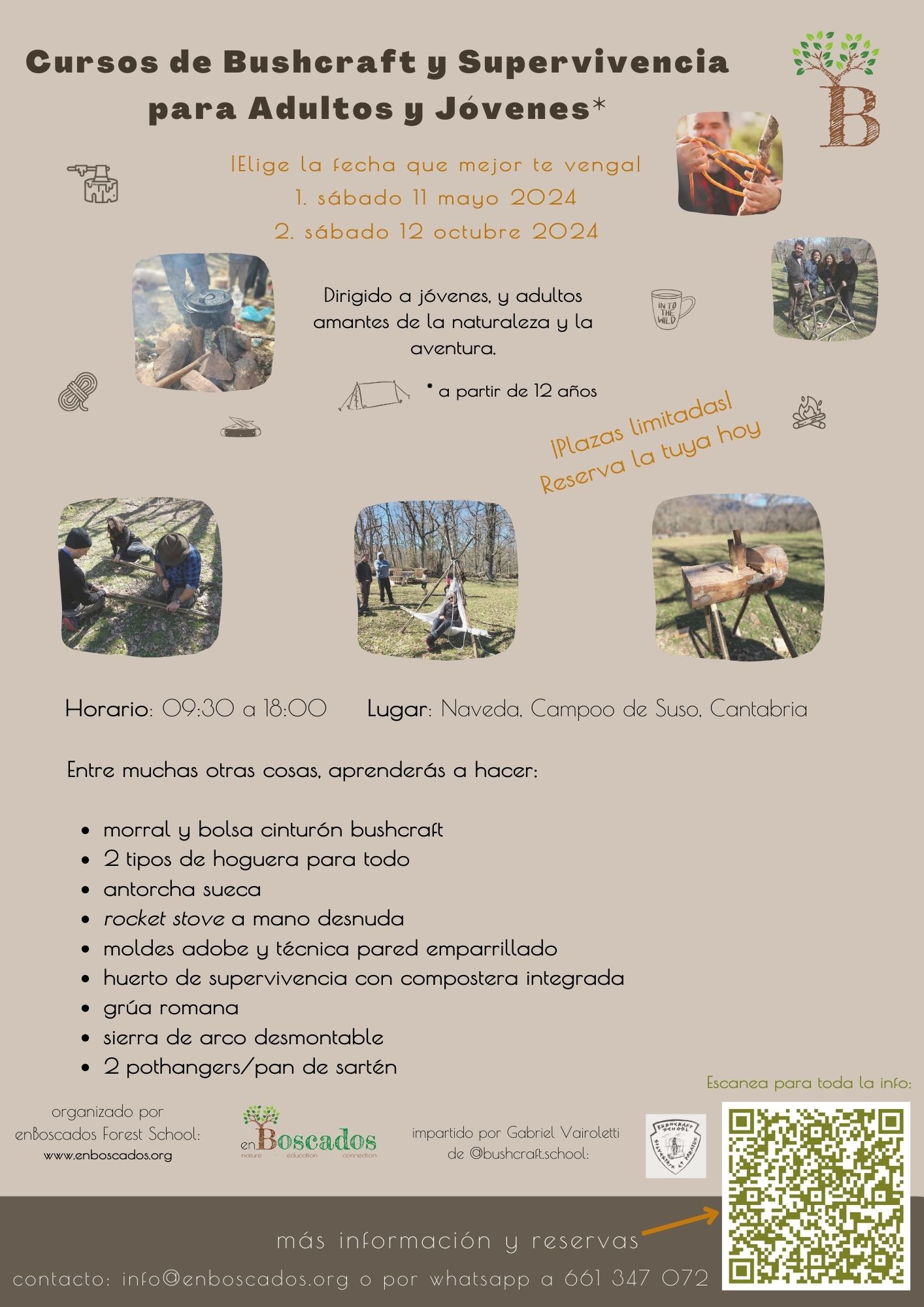 Bushcraft y Supervivencia en el bosque – Curso-Jornada para Adultos y Jóvenes (12+)