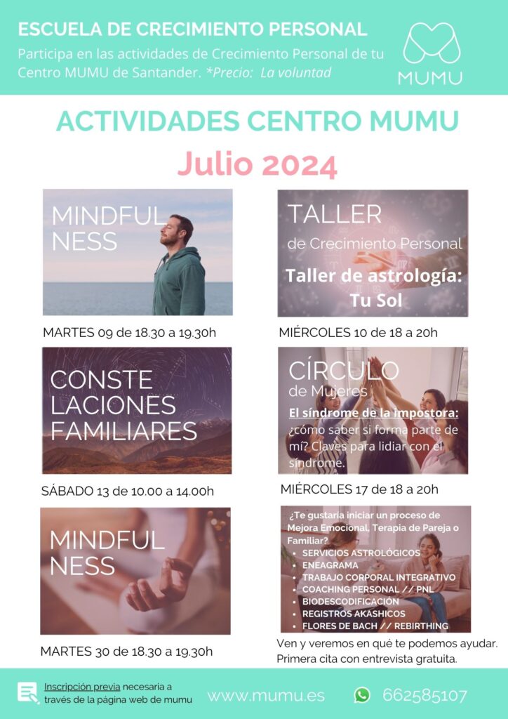 Talleres de Astrología, Meditación, Crecimiento Personal, Constelaciones Familiares y Círculo de Mujeres