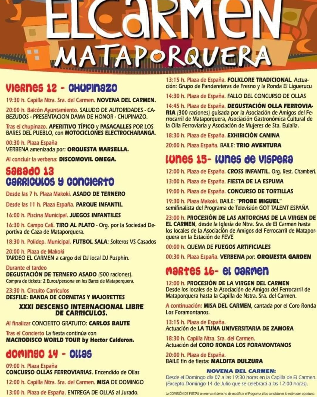 Fiestas del Carmen Mataporquera 2024