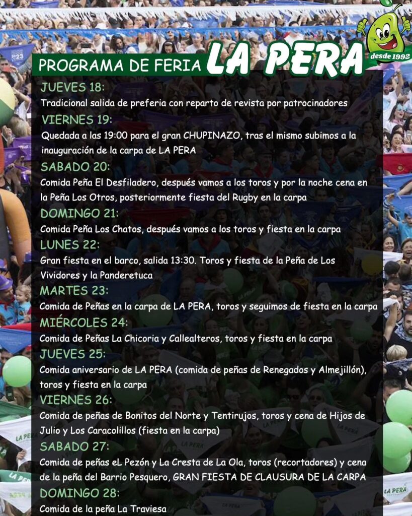 Programa Fiestas de la Pera Semana Grande Santander