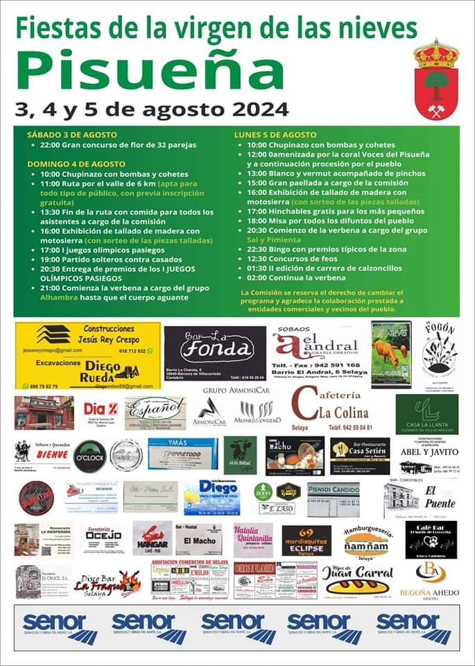Fiestas de la Virgen de las Nieves Pisueña 2024