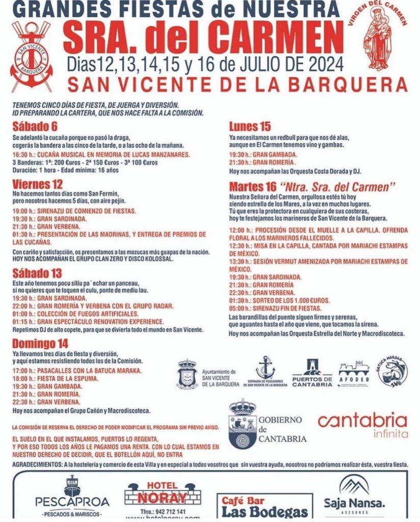 Fiestas del Carmen San Vicente de la Barquera 2024
