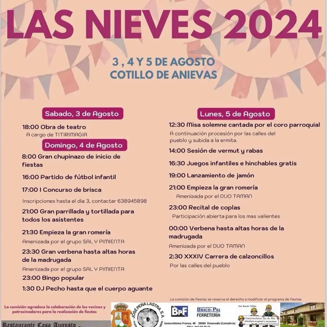 Fiestas de las Nieves Cotillo de Anievas 2024
