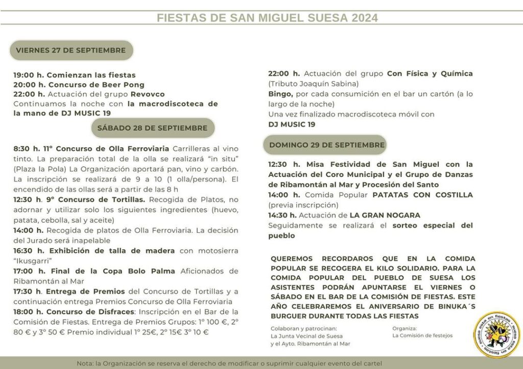 Fiestas de San Miguel Suesa 2024