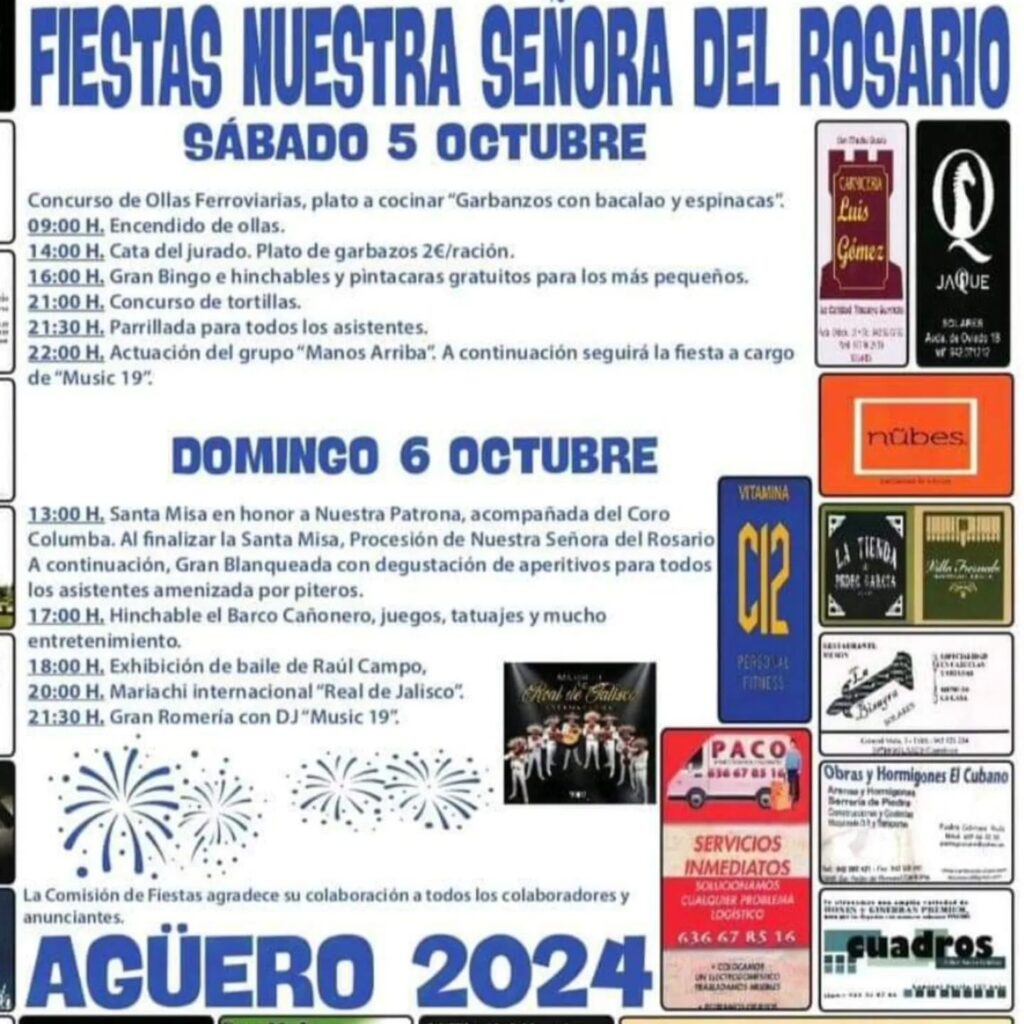 Fiestas de Nuestra Señora del Rosario Agüero 2024