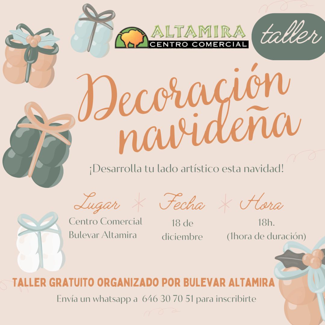 Taller de Decoración Navideña 18 Diciembre Altamira
