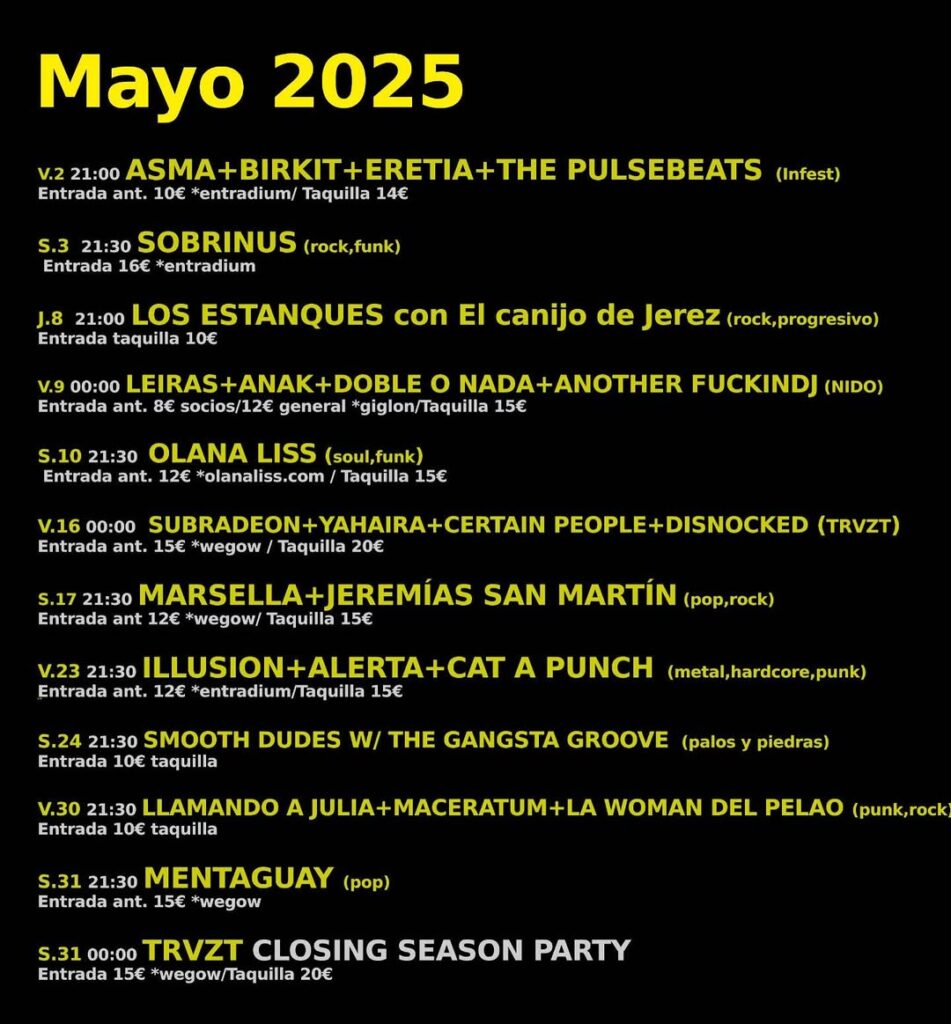 Programación Mayo 2025 Sala Niágara